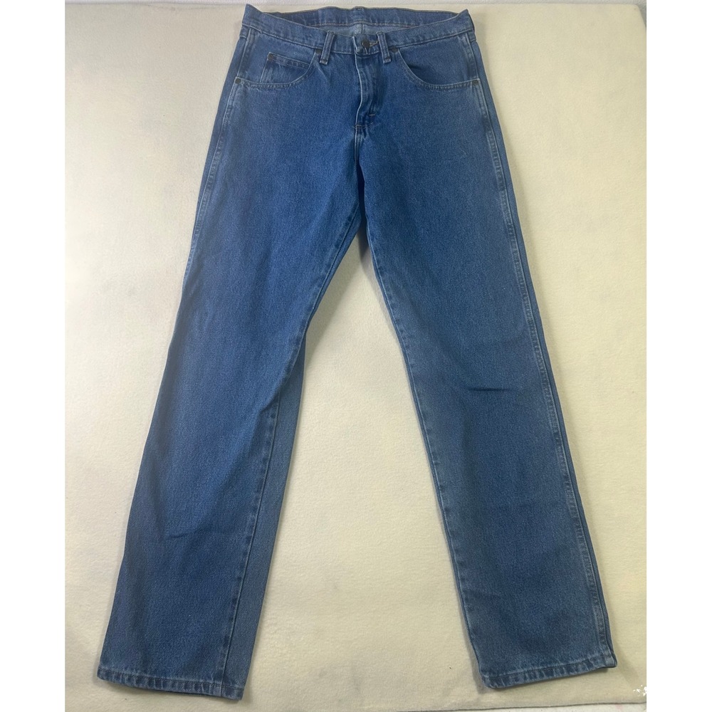 Wrangler Mens Straight‎ Leg Jeans Medium Wash Blue Denim Five Pocket Classic Fit